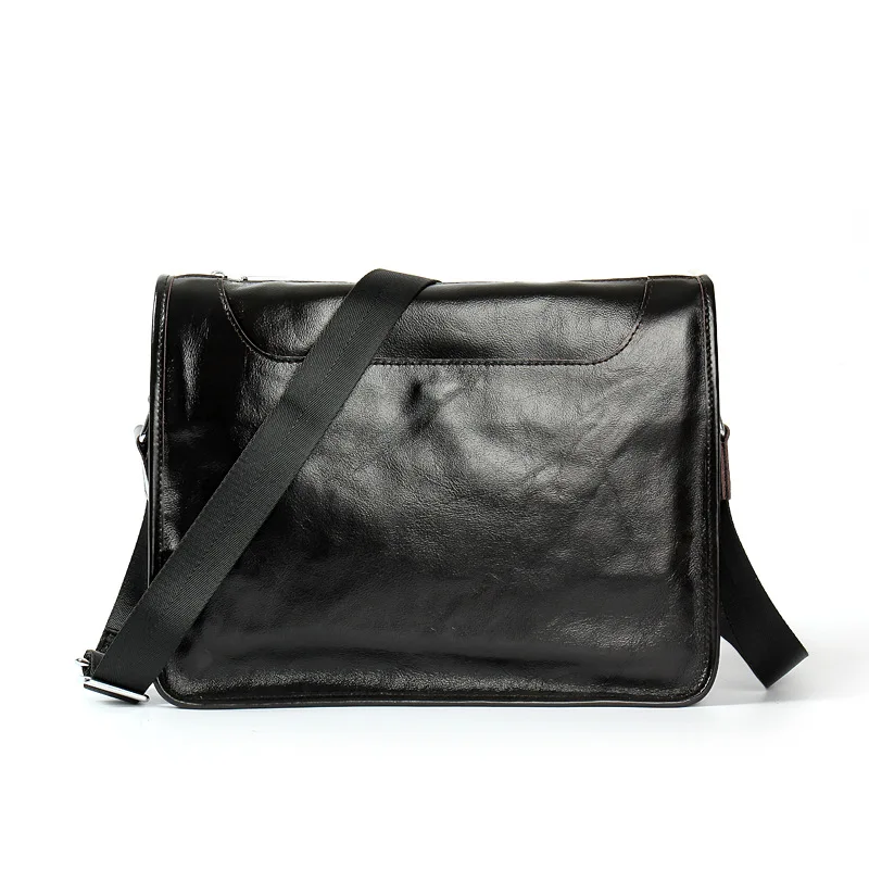 Мужская сумка мессенджер из натуральной кожи черная на плечо для мужчин кожаная