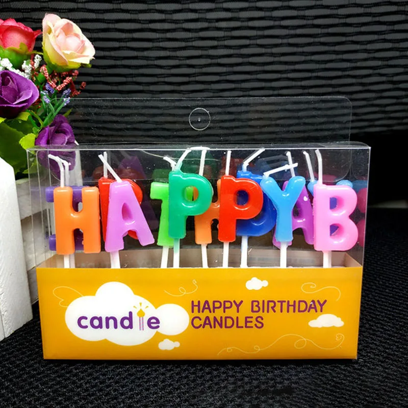 

1set Creative Happy Birthday Letter Cake Birthday Party Festival Supplies Lovely Birthday Candles for Kitchen Baking Gift