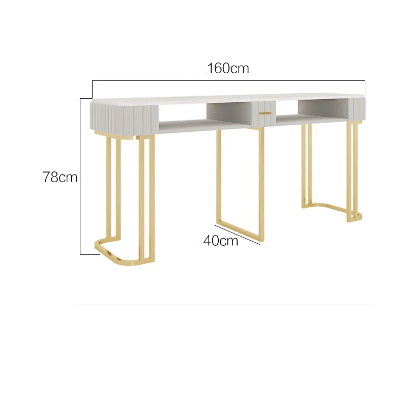 

160cm Customizable European Style Manicure Table Modern Minimalist Light Luxury Multifunctional 2-layer Marble Manicure Tables