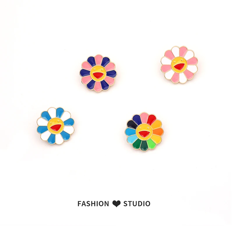 4 цвета Подсолнух Broche модные радуги эмалированные булавки улыбающиеся Броши