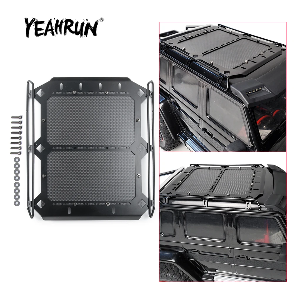 

YEAHRUN Metal Carbon Fibre Roof Luggage Carrier Rack for TRAXXAS TRX-6 G63 1/10 RC Crawler Car Model Upgrade Parts