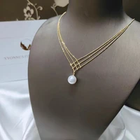 classic perfectly round 8 9mm pearl pendant charm necklace for women elegant pearl jewelry