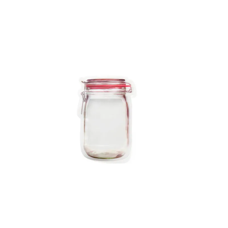 3pcs L Mason Jar формы еда контейнер пластик мешок ясно домашняя бутылка моделирование застёжки молнии хранения закуски коробка - Цвет: 3pcs L
