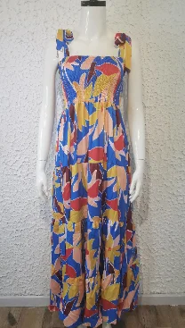 

2021Summer Women Floral Dress Sleeveless Slim Spaghetti Strap Print Dresses Ladies Strapless Fashion A Line Beach Long Dress New