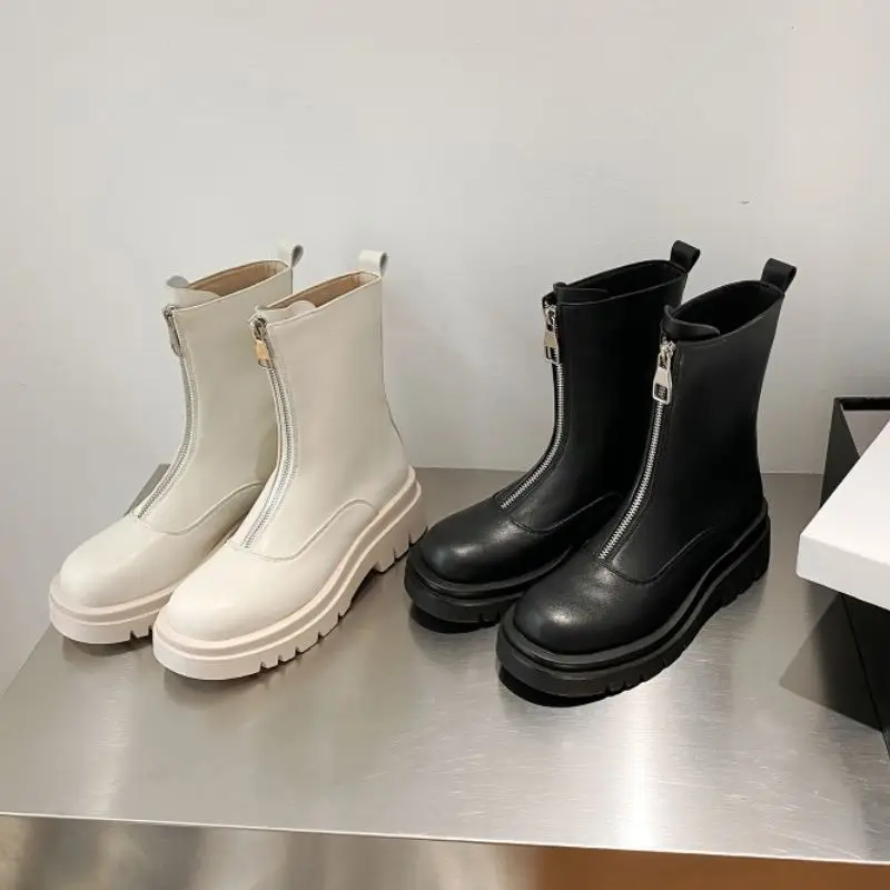 Taoffen Size 33-43 Women Short Boots Fashion Platform Zipper High Heel Winter Shoes Woman Warm Mid Calf Lady Casual Footwear | Обувь