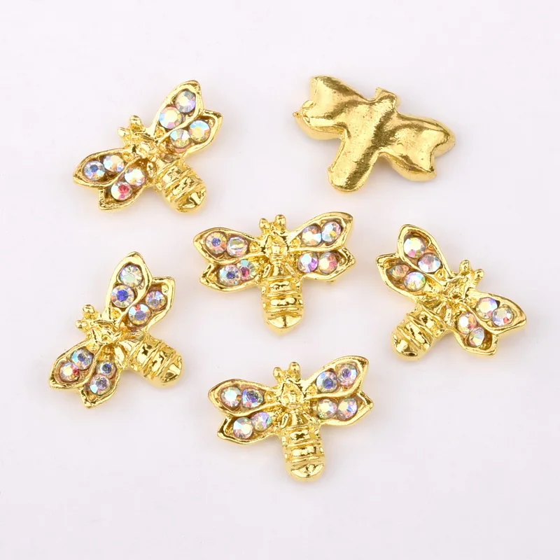 10 шт. металлического сплава пчелы дизайн 3D нейл-арта украшения золотые стразы Gem
