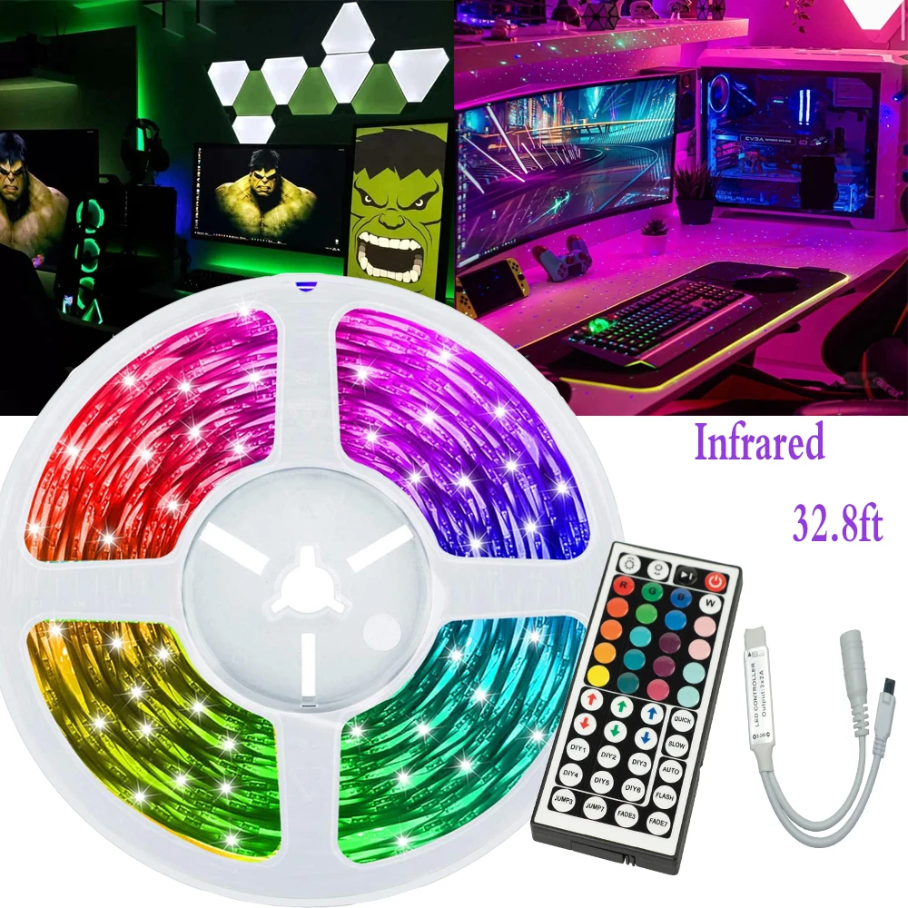 

Luces Led RGB 5050 44-Key Infrared 32.8 ft Easy to Install, Suitable For омпеѬнй Cол Decoration