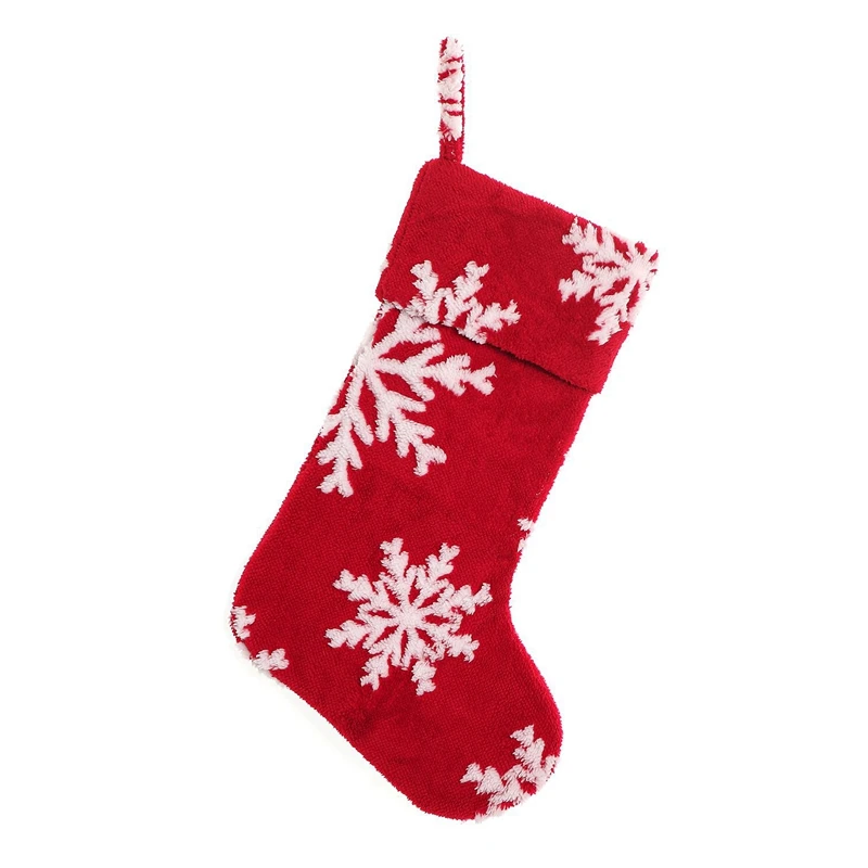 

Practical Christmas Stocking Snowflake Pattern Candy Sock Gift Bag Xmas Tree Hanging Decor Bag for Christmas Home Party Decorati