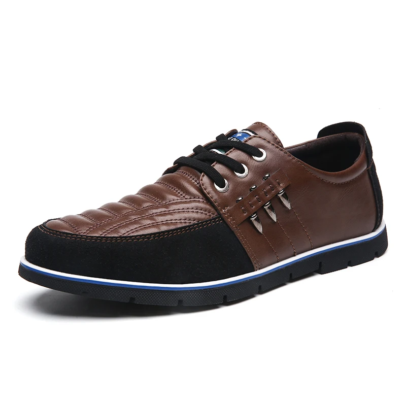 

Men genuine leather shoes High Quality Elastic band Fashion design Solid Tenacity Comfortable Men's shoes big sizes EU38-48