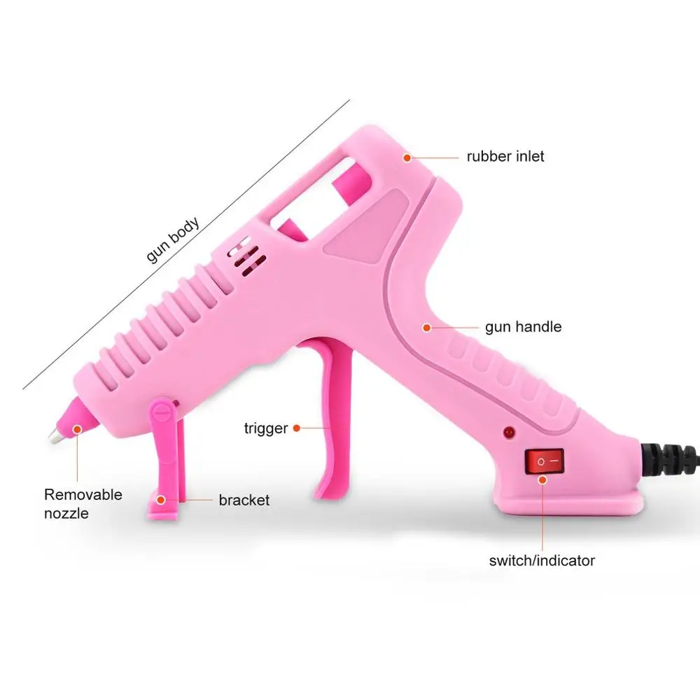 RJ801 30W Hot Melt Glue Gun with Stick for DIY Handwork Toy Repair Tools Electric Heat Temperature Guns Pink US type | Инструменты