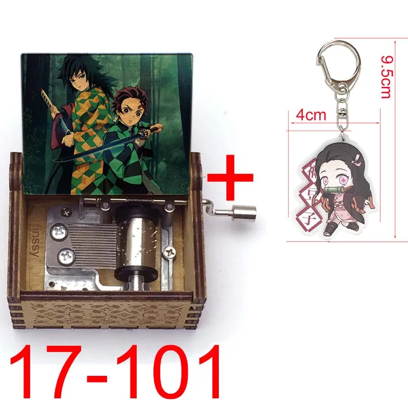 Деревянная музыкальная шкатулка с изображением рассекающего демонов киметсу но