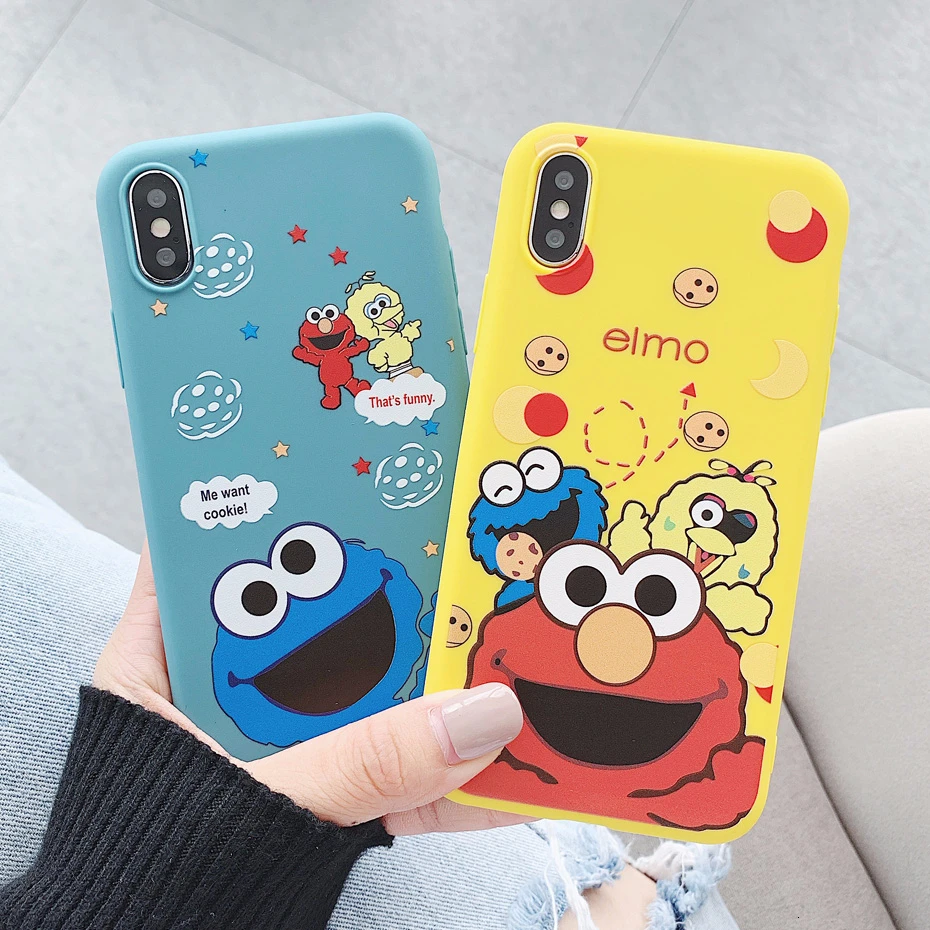 Чехол Улица Сезам для iPhone XR XS Max X 11 Pro 8 7 6S 6 Plus 5 5S SE 11Pro печенье Элмо мягкий