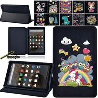 tablet case for fire 7 5th 7th 9th gen tablet drop proof and dust proof hard shell pu leather smart cover case