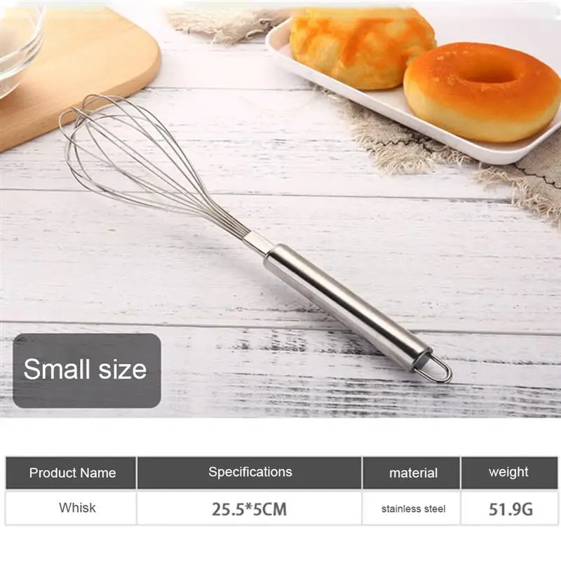 

1pc 10 inches Stainless Steel Balloon Wire Whisk Manual Egg Beater Mixer Kitchen Baking Utensil Milk Cream Butter Whisk Mixer