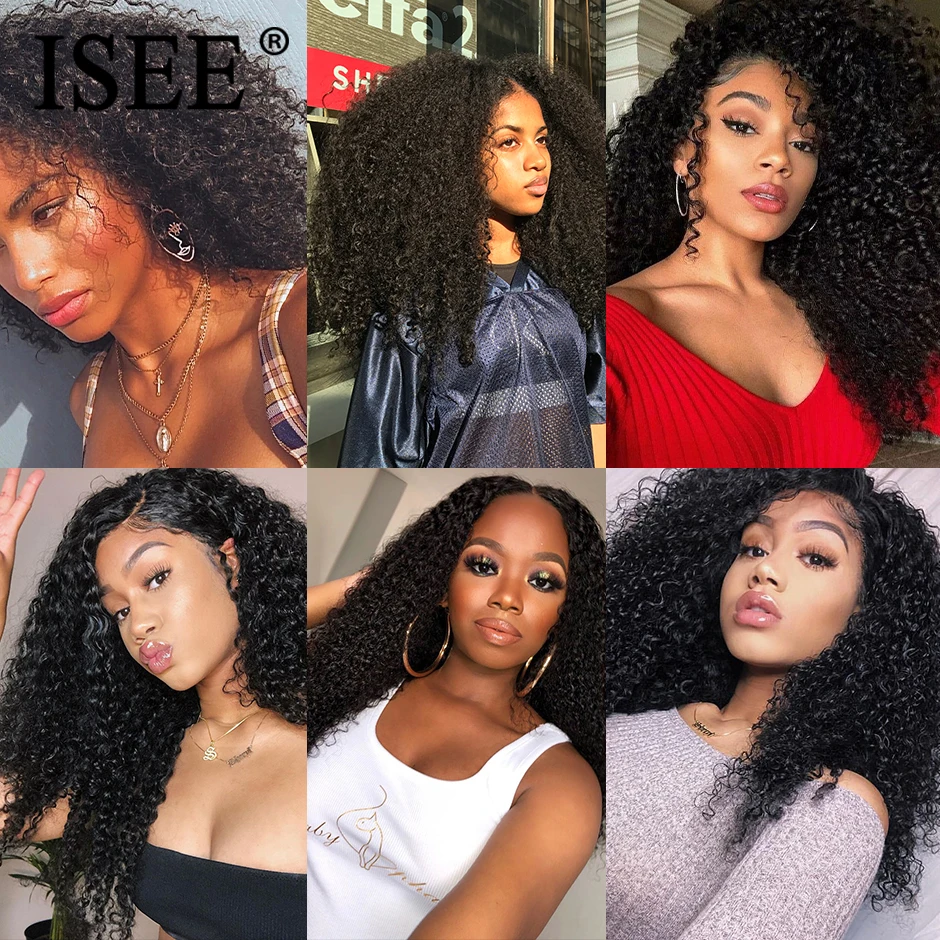 ISEE HAIR Mongolian Kinky Curly Hair Bundles - 100% Remy Human Hair Extensions - Nature Color - Buy 1/3/4 Bundles - Thick Kinky Curly Bundles image 5