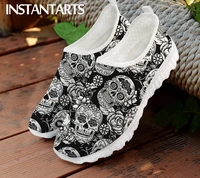 instantarts breathable woman sneaker flats shoes sugar skull print summer slip on ladies light loafers zapatos mujer mujer pisos