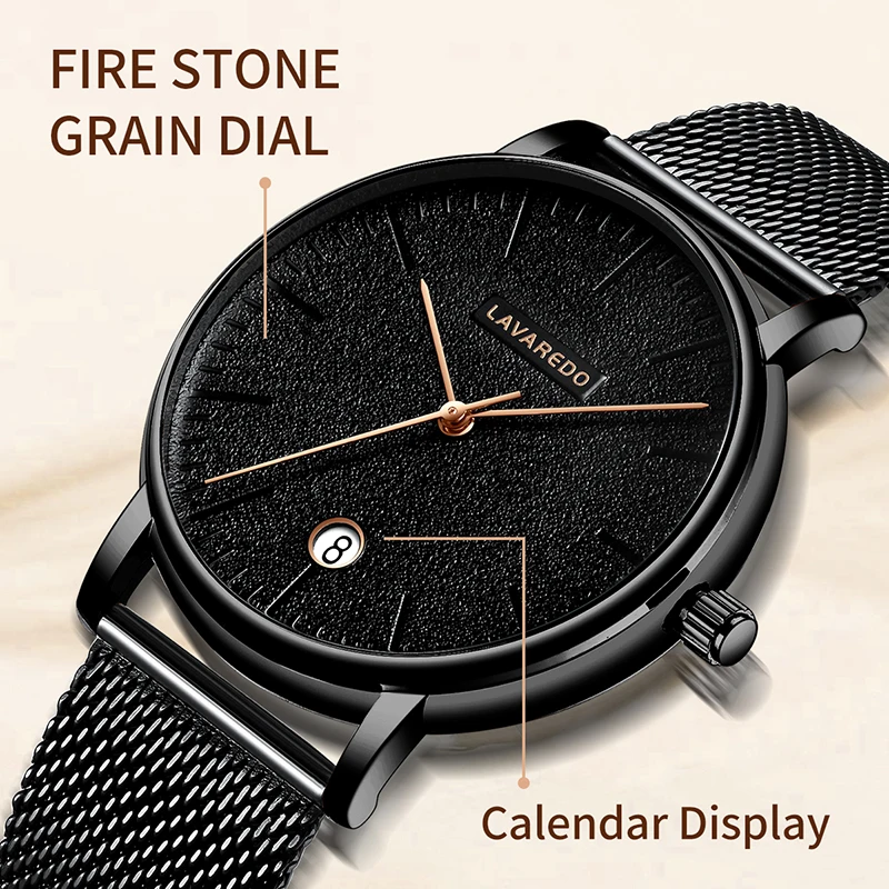 Lavaredo новые модные мужские часы тонкие сетчатые водонепроницаемые кварцевые для