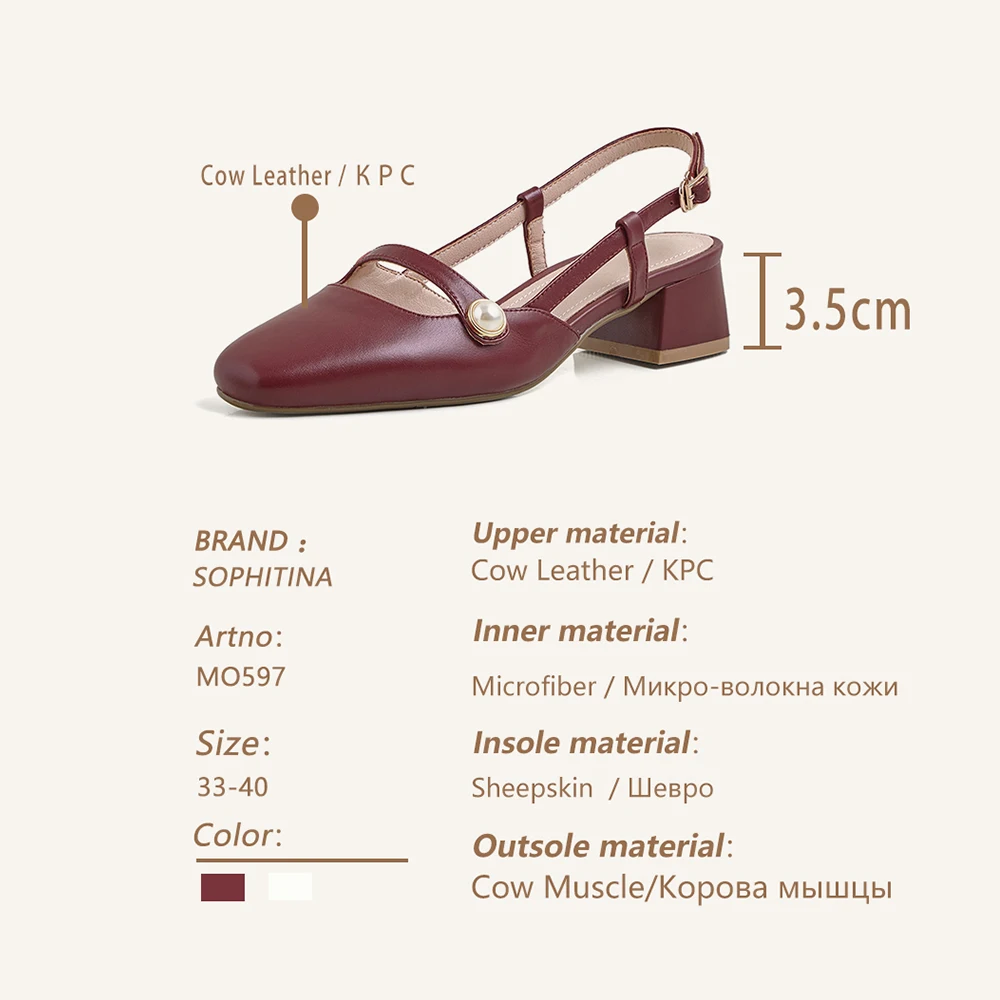 

SOPHITINA Fashion Women's Sandals Comfortable Office Small Square Head Buckle Square Heel Shoes Casual Dress Women Shoes MO597