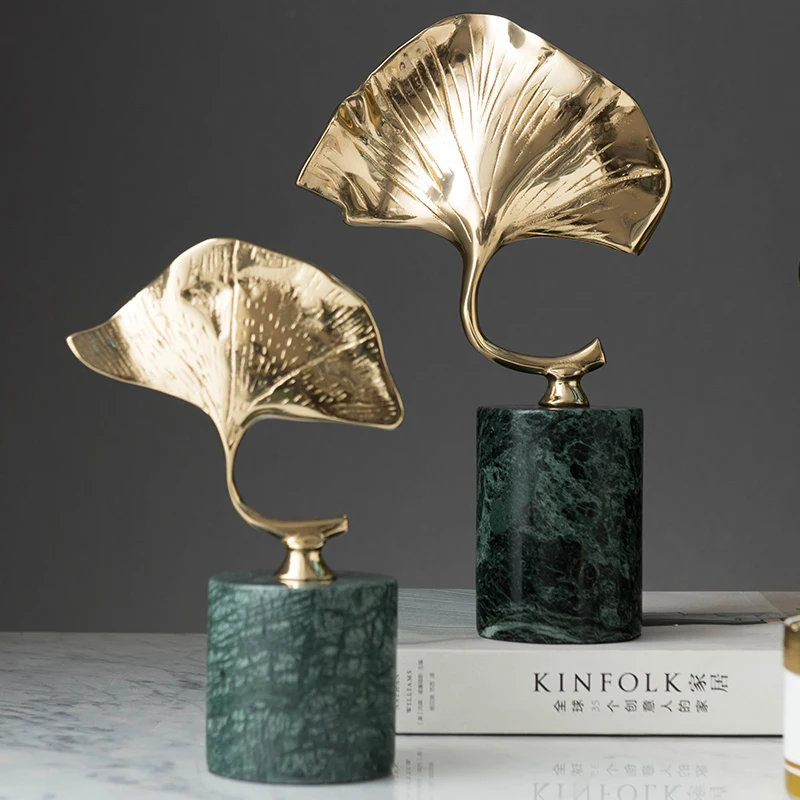 Роскошные золотые металлические растения Ginkgo листья аксессуары для домашнего