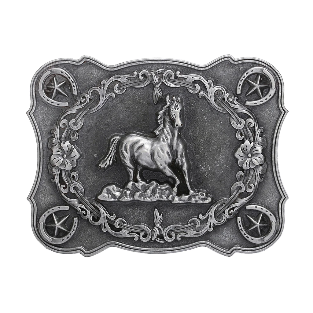 

Fashion Metal Vintage Style Belt Buckle Silver Tone Horse Replacement Buckle