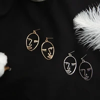 korean style simple fashion personality creative face hollow face eyes oval female earrings
