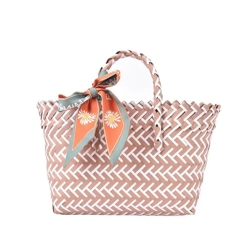 

High Quality Woven Bag Handmade Casual Vegetable Basket Bags for Women 2021 New Simplicity Vintage Shopping Bag Tote