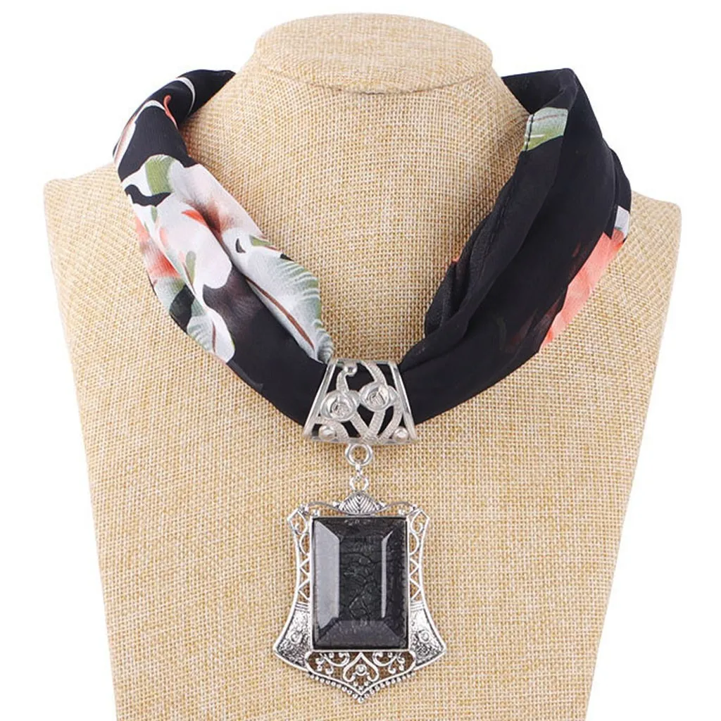 Женские модные цветочные шарфы женские шарф с ожерельем Boho пляжное Кольцо Шаль