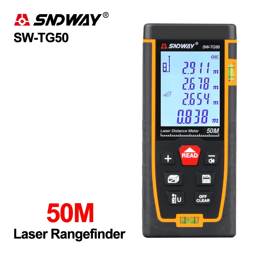 Лазер SNDWAY дальномер SW-TG50 TG120 серии 2 дюймов Экран 50 70 100 120m пузырь Leverl лазерный -