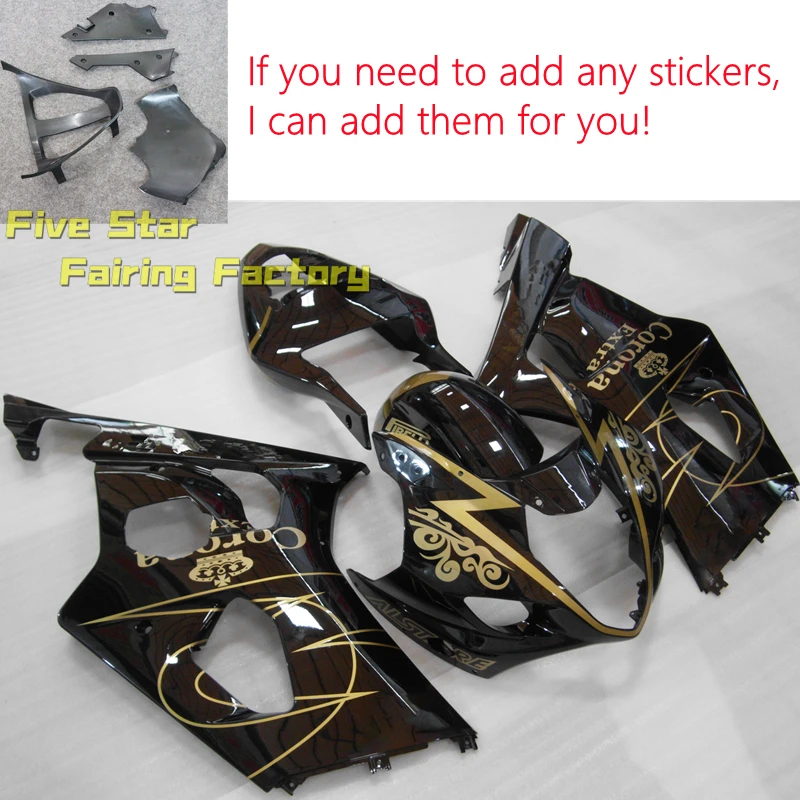 

Motorcycle Fairing Kit For Suzuki GSXR1000 2003 2004 GSXR 1000 GSX-R1000 K3 Bodywork Injection Mold Black Gold Paint Customize