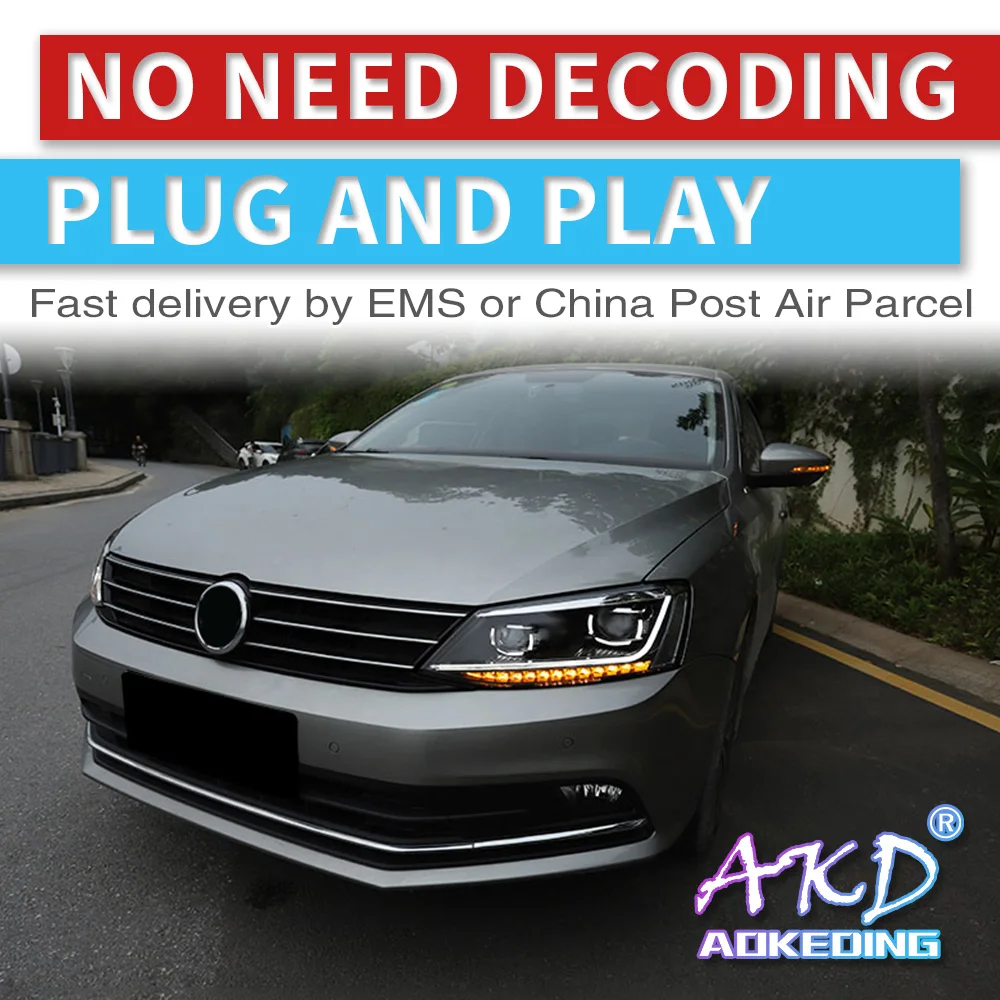 AKD Тюнинг автомобилей фары для VW Jetta MK6 светодиодные фары DRL ходовые огни биксеноновые фары Противотуманные фары с ангельскими глазками Авто уровни