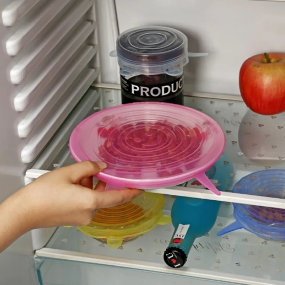 6 шт пищевые обертывания многоразовые силиконовые свежие герметичные крышки