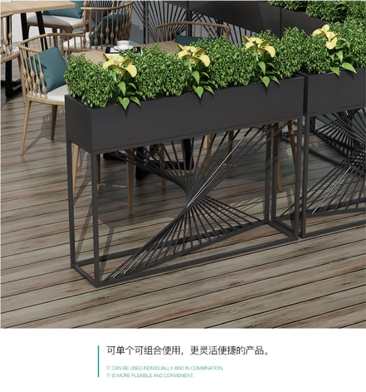 

Iron Flower Rack long flower trough flowerpot outdoor restaurant milk tea shop coffee shop decorative fence partitio Plant stand