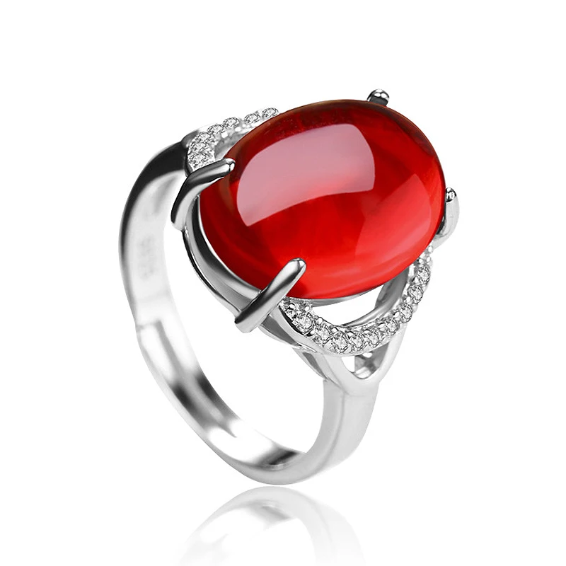 HuiSept Classic Silver 925 Women Ring Jewellery Oval Shape Ruby Emerald Zircon Gemstone Open Rings Wedding Party Gift Wholesale | Украшения
