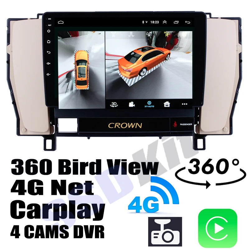 

Автомобильный аудио-навигатор GPS стерео медиа Carplay DVR 360 Birdview вокруг 4G Android система для TOYOTA Crown S182 184 2003 ~ 2008