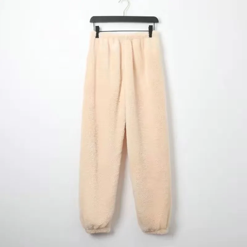 Fdfklak M-XXL Flannel Pajama Pants For Women New Thicken Warm Sleepwear Pant Loose Winter Ladie's Homewear Trousers Black White