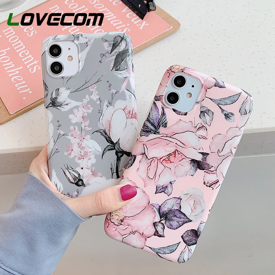 Vintage Floral Phone Case For iPhone 11 Pro Max XR X XS 7 8 6S Plus Soft IMD Matte Full Body Protect Back Cover | Мобильные телефоны