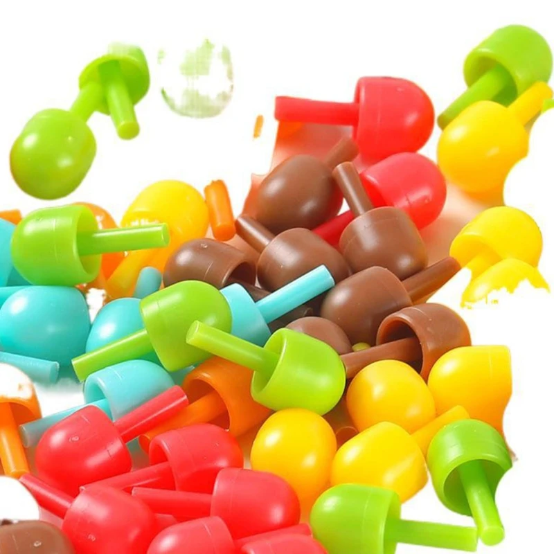 

240pcs 3D Mushroom Nail Intelligent Puzzle Games With Wood Storage Box Mosaic Peg Board Jigsaw Puzzle Kids DIY Educational Toys