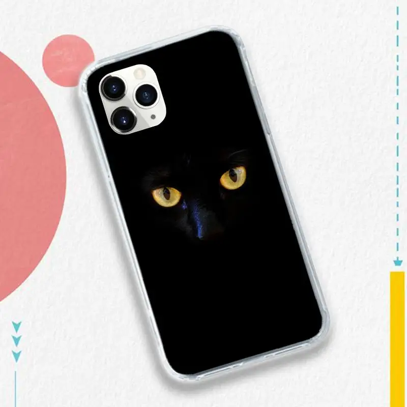 

Cute Black Cat Staring Eye On animal Phone Case for iPhone 11 12 pro XS MAX 8 7 6 6S Plus X 5S SE 2020 XR