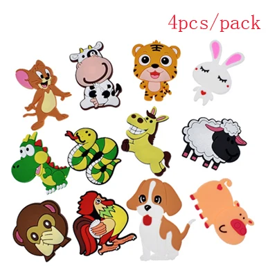 4 pcs animals-A 16/10/3 шт. холодильник магнитный Сувенир 3d Животные автомобили овощи, фрукты магниты для холодильника магнит на холодильник декор для детей - Цвет: 4 pcs animals-A