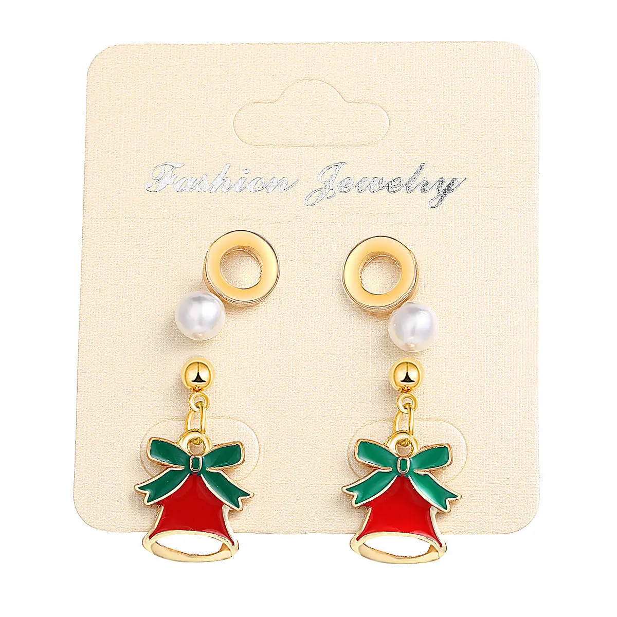 

Fashion Series Of Christmas Ornaments Christmas Bells Pearl Earrings Christmas Bell Earrings Suit To Install 2