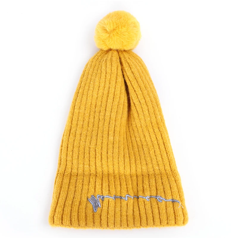 2019 детская одежда из новой зимней помпон с вышивкой вязаная шапочка для