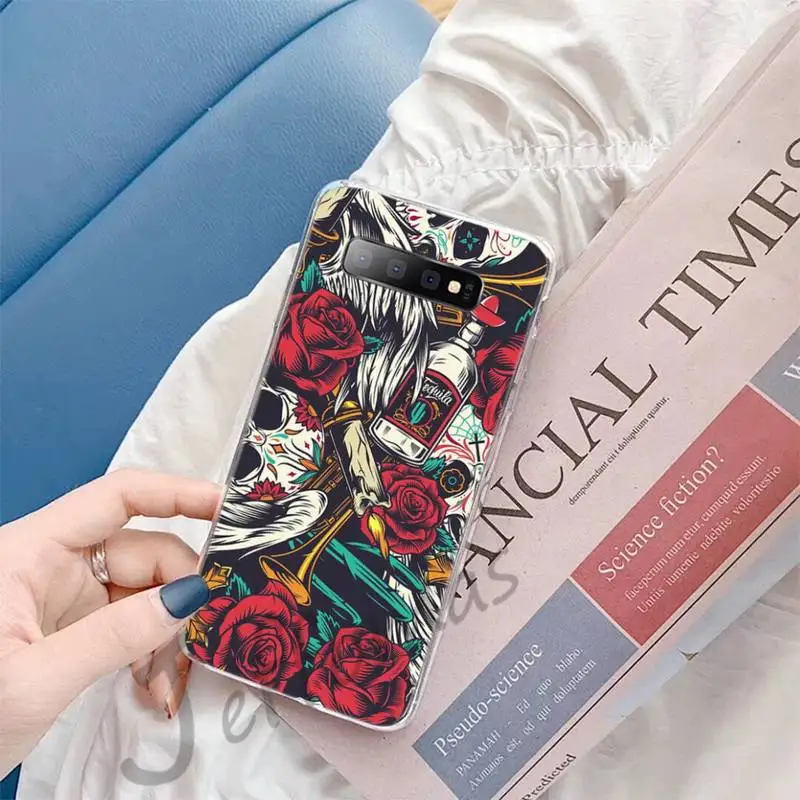Чехол для телефона с изображением черепа и розы чехол Samsung Galaxy S5 S6 S7 S8 S9 S10 S10e S20 edge
