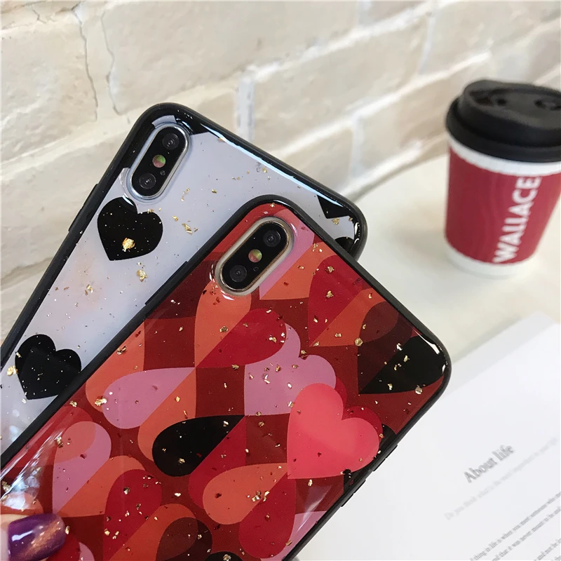 

Couple Style Full Protection Love Glitter Tempered Phone Case For OPPO A52 A91 A92 A39 A57 A59 A77 A79 A73 Sweatproof Back Cover