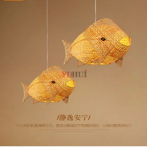 Бамбук плетеная мебель из ротанга рыбы подвесной светильник арт деко Стиль