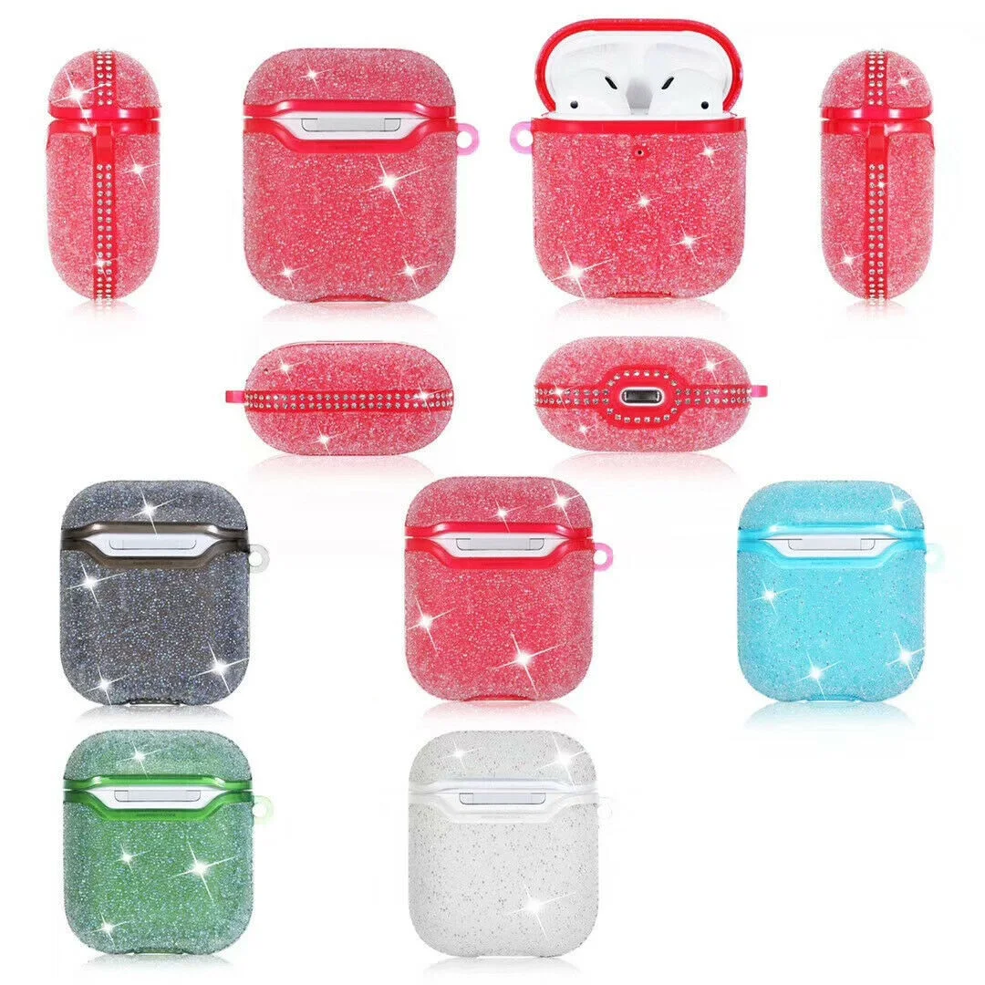 

Glitter Crystal Diamond PC Hard Earphone Case Cover For Apple AirPods 1 2 Pro