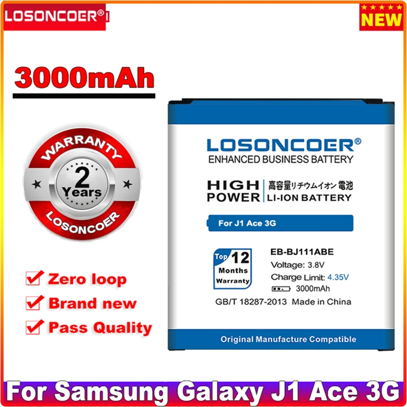 Аккумулятор LOSONCOER 3000 мАч для Samsung Galaxy J1 Ace 3G Duos J111F литий полимерные батареи|battery for