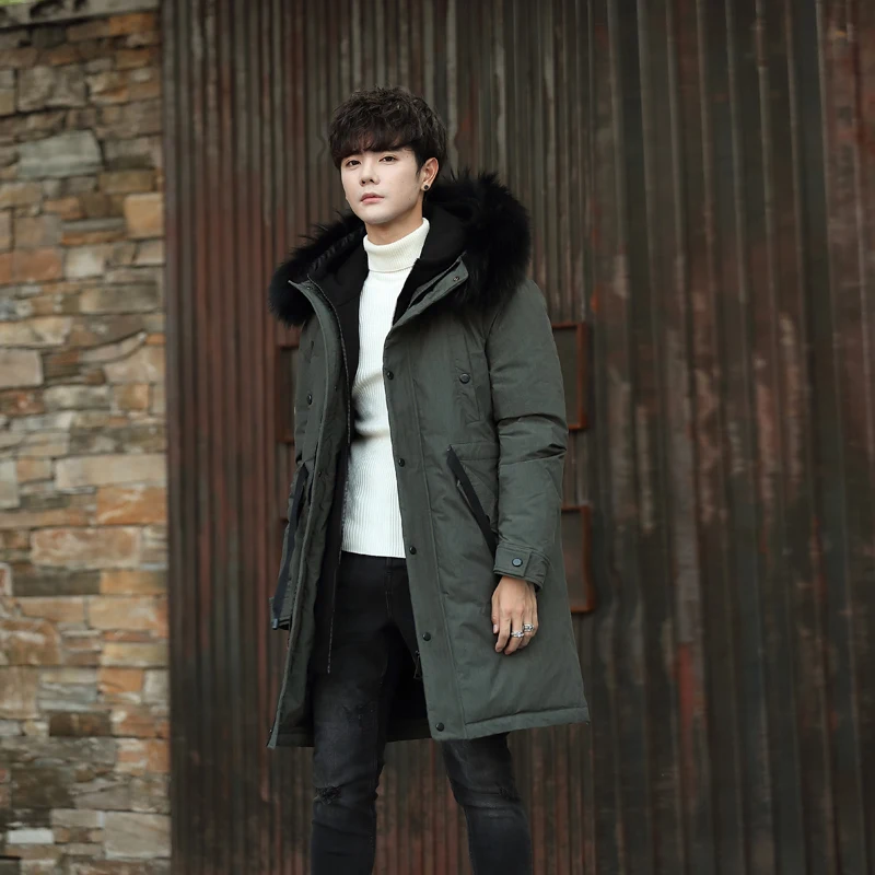 

2020, Winter news men's duck coat, long camouflage coat, raccoon skin neck, coat