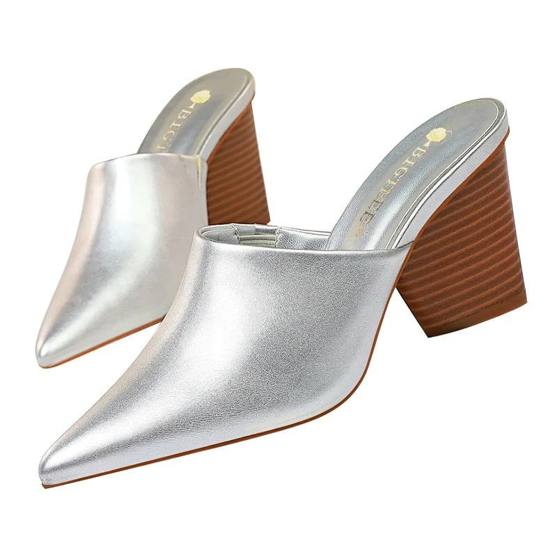 Женские босоножки на высоком каблуке 2020 см повседневные Серебристые низком