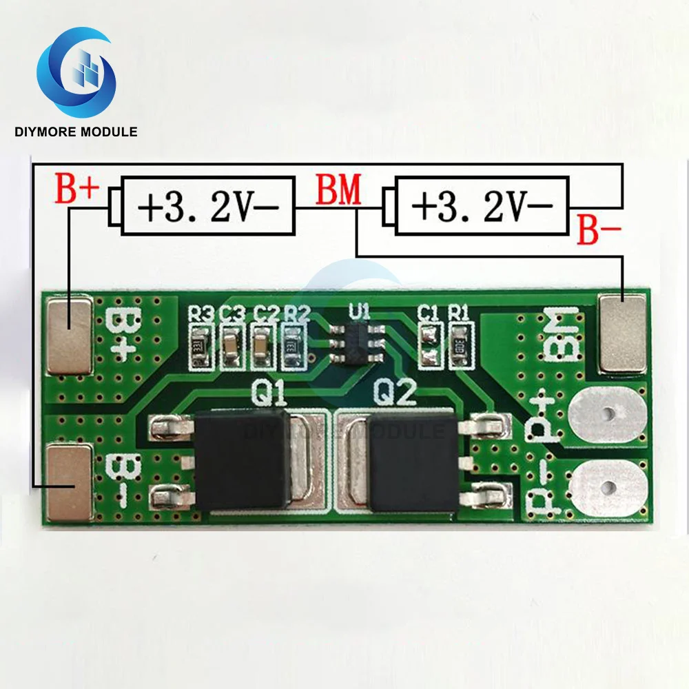 Защитная плата для зарядки аккумуляторов Lifepo4 BMS 2S 10A 6 4 V PCB PCM Power Bank|Интегральные