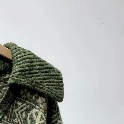 

2021 Early Autumn New Long-sleeved Lapel Plant Jacquard Sweater Pullover Top